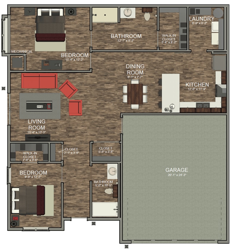 Floor Plan - 2 Bed 2 Bath