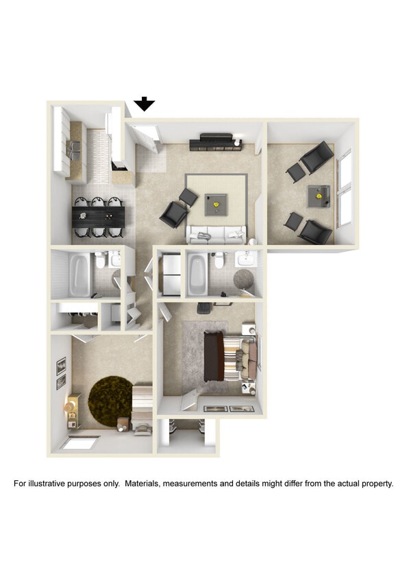 Floor Plan - 2 bdrm/2 bath B