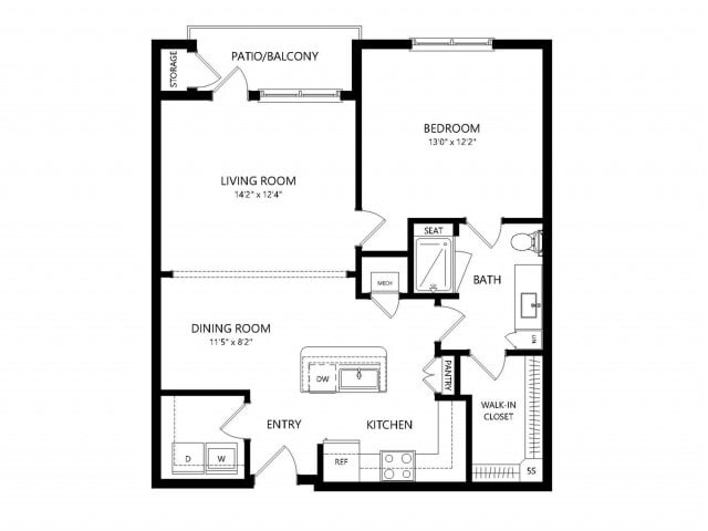 Floor plans are artist’s rendering. All dimensions are approximate. Actual product and specifications may vary in dimension or detail. Not all features are available in every apartment. Prices and availability are subject to change. - A2