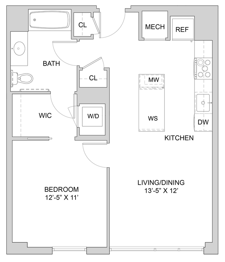 Floor Plan - 1 Bed_1 Bath-A1_1BR_B.1_ANSI A