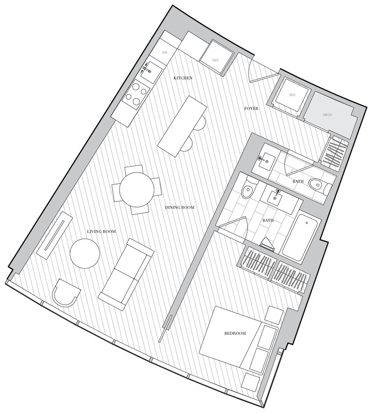 Floor Plan - 1 Bed 1 5 Bath B1 5A