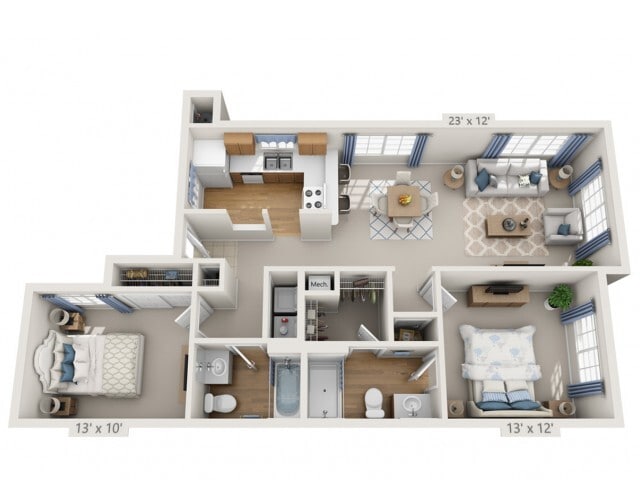 Floor plans are artist’s rendering. All dimensions are approximate. Actual product and specifications may vary in dimension or detail. Not all features are available in every apartment. Prices and availability are subject to change. - McCartney