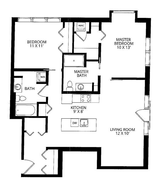 Floor Plan - 2x2 B6