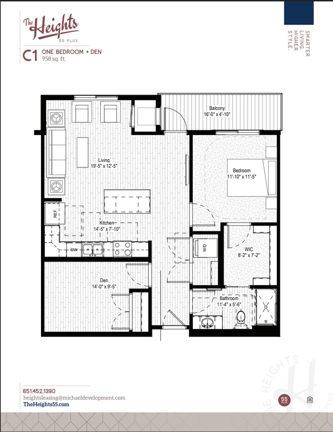 Floor Plan - 1 Bedroom plus Den
