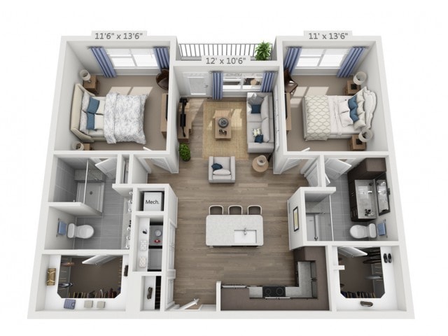 Floor plans are artist’s rendering. All dimensions are approximate. Actual product and specifications may vary in dimension or detail. Not all features are available in every apartment. Prices and availability are subject to change. - Harrison