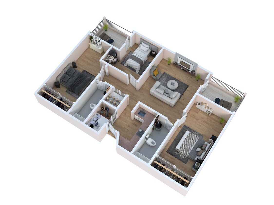 Floor Plan - Three Bedroom Two Baths