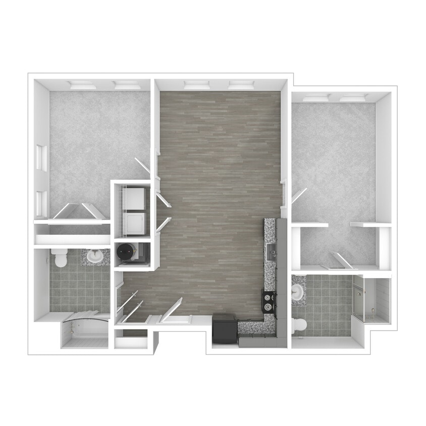 2A Accessible Master Shower 3D Unfurnished - 2A Accessible, Master Shower