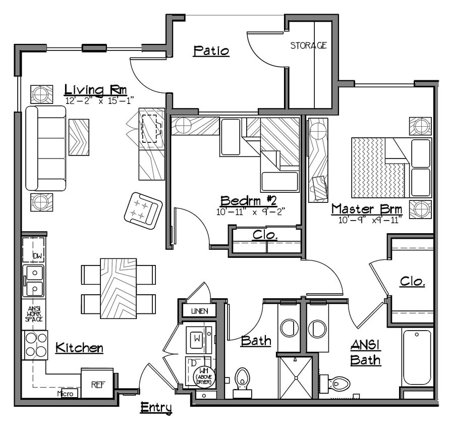 Two Bedroom-Two Bath - 882 sf - Two Bedroom, Two Bath