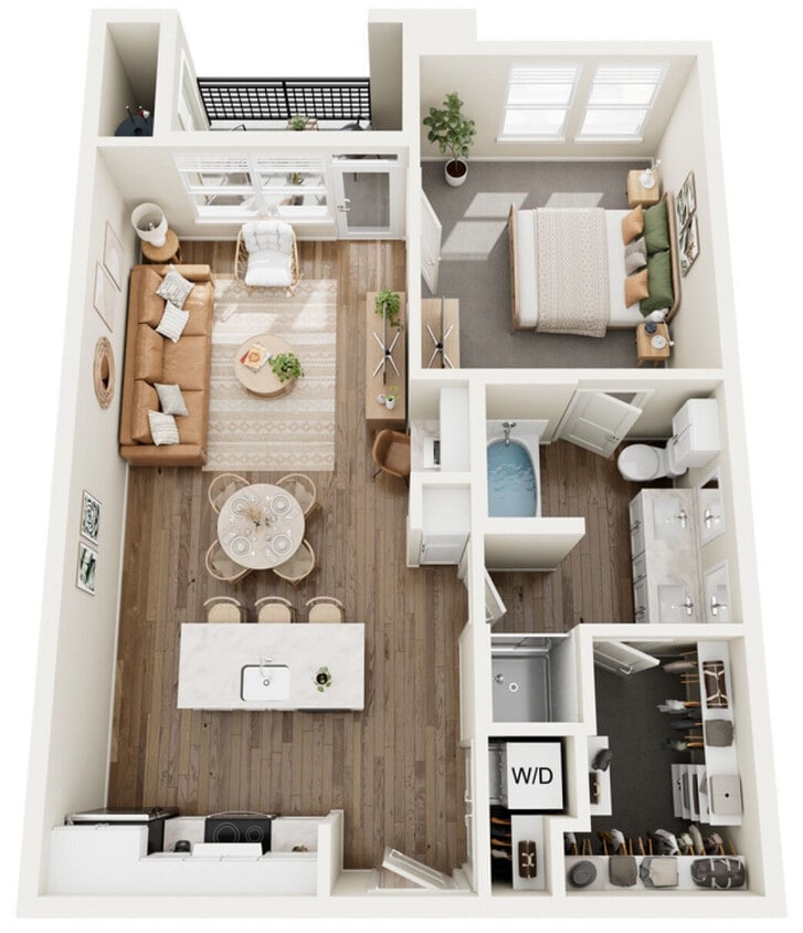 Floor Plan - 1 Bed 1 Bath