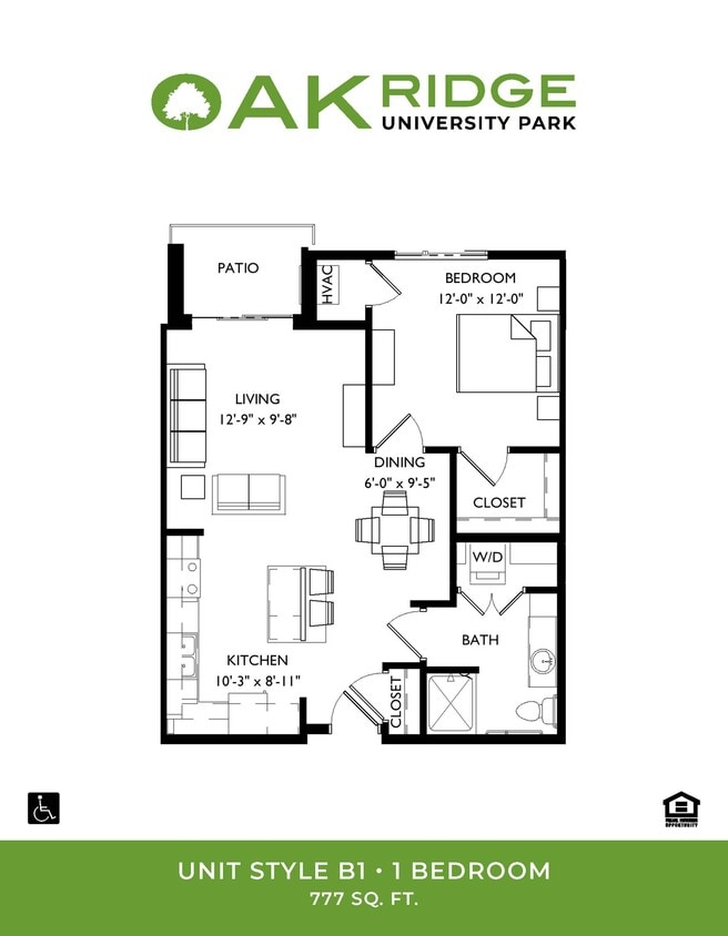1 Bedroom, 1 Bathroom - B1