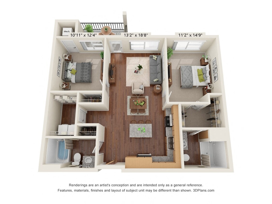 Floor Plan - Two Bedroom - 70%
