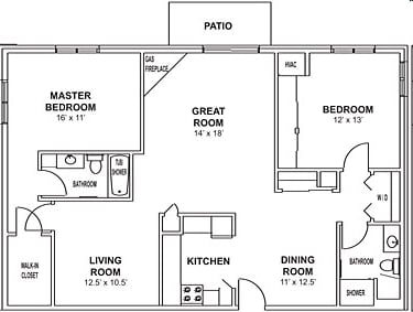 2BR/2BA - F3 - 2 Bedroom, 2 Bath with Greatroom and Firep...