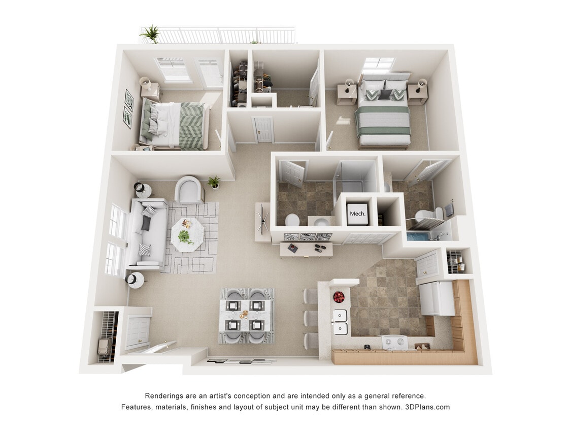 2x2 - Two Bedroom Two Baths