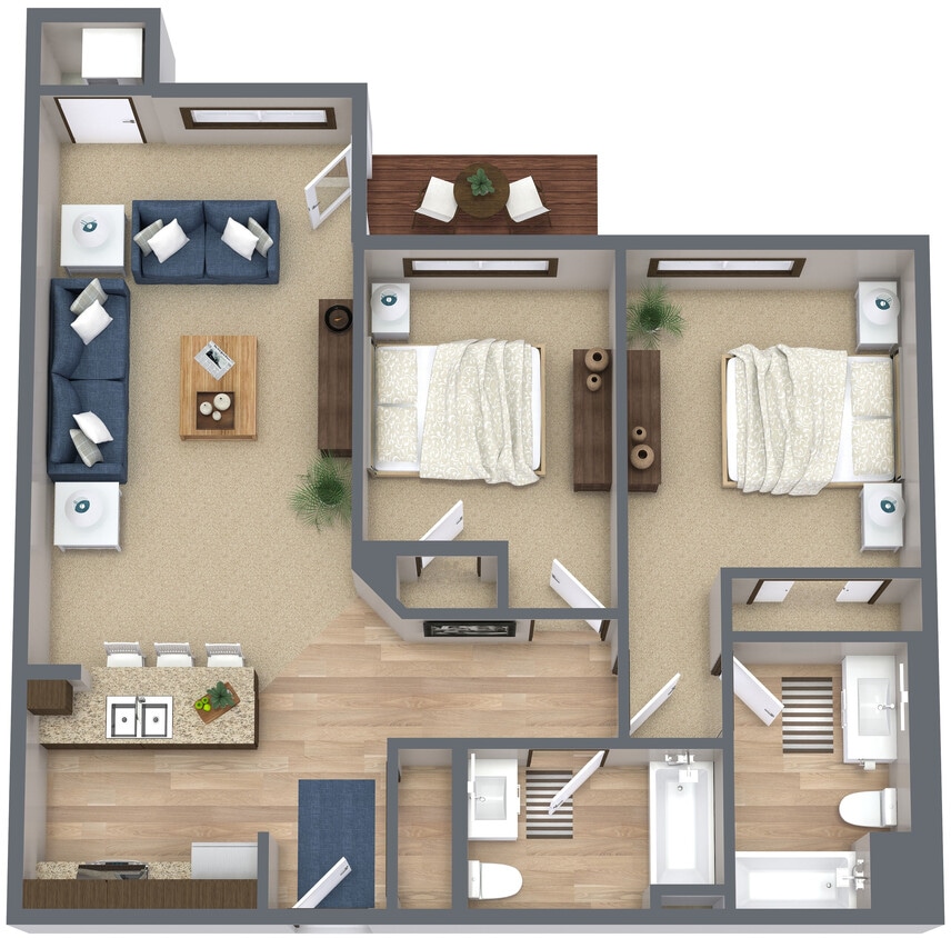 Floor Plan - 2 Bedroom/2 Bath Apartment