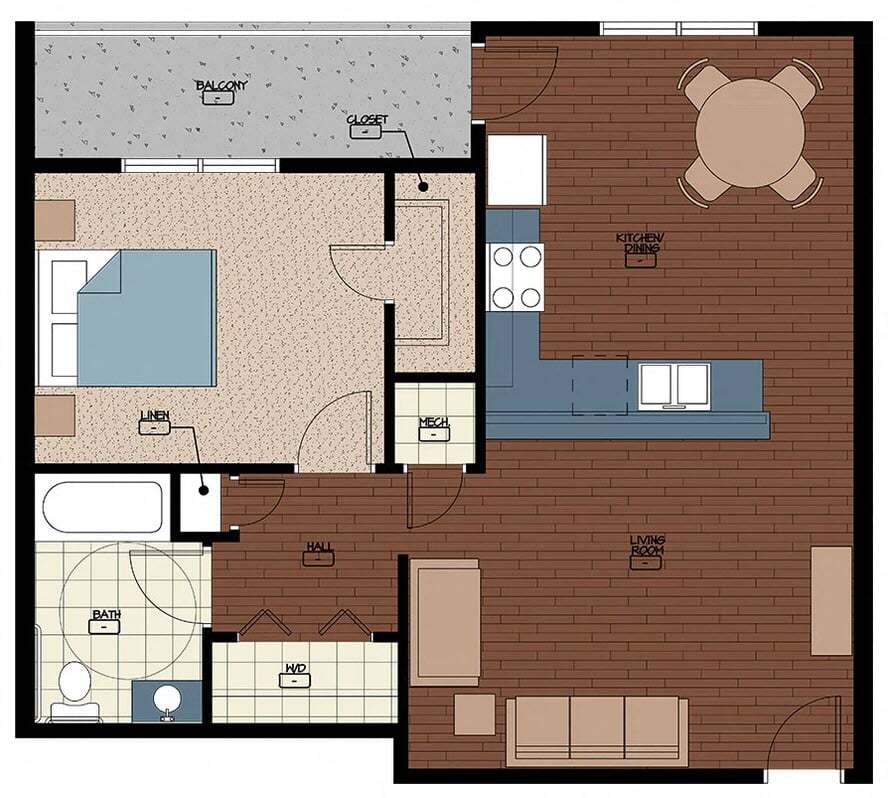 Floor Plan - 1 Bedroom