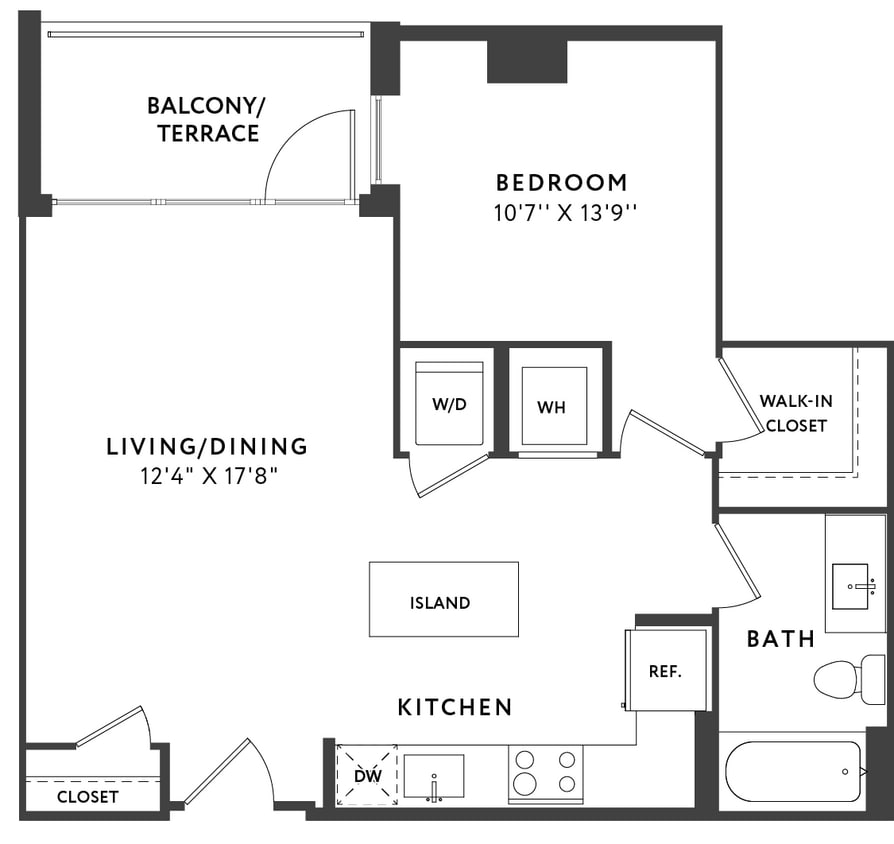 Floor Plan - 1 Bed 1 Bath A08