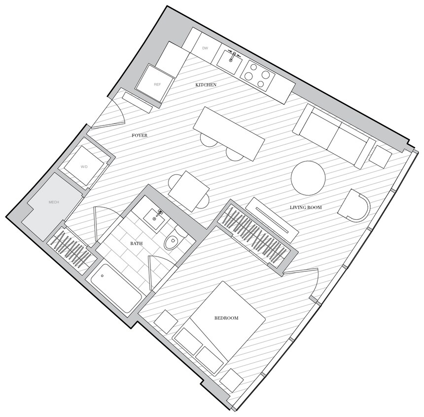 Floor Plan - 1 Bed 1 Bath BAB