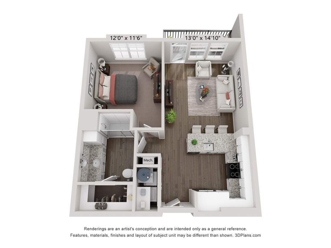 Floor Plan - A3 - Cobalt 1X1