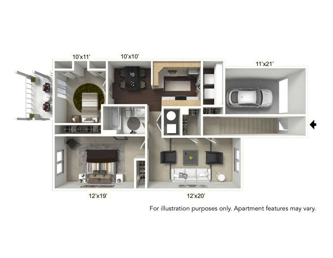 Floor Plan - 2 Bedroom Upper with Attached Garage