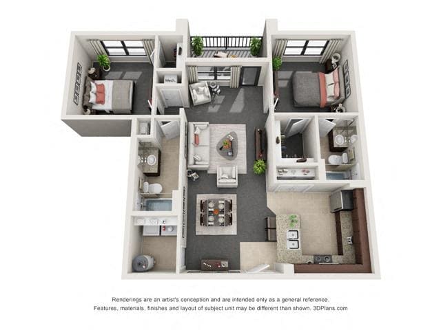 Floor Plan - Two Bedroom Two Bath (b)