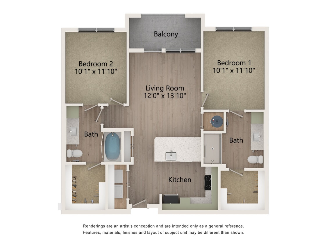 Elm | 2x2 | 1022 sf - Elm 1