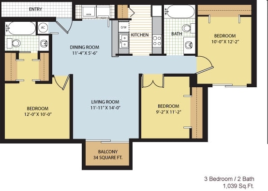 3BR/2BA - 62 and Over Senior Apartments 3 Bedrooms