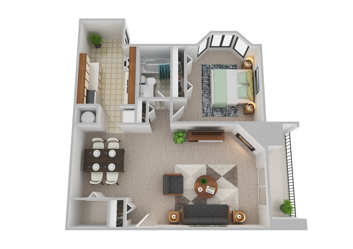 Floor Plan - 1 Bedroom 800SqFt