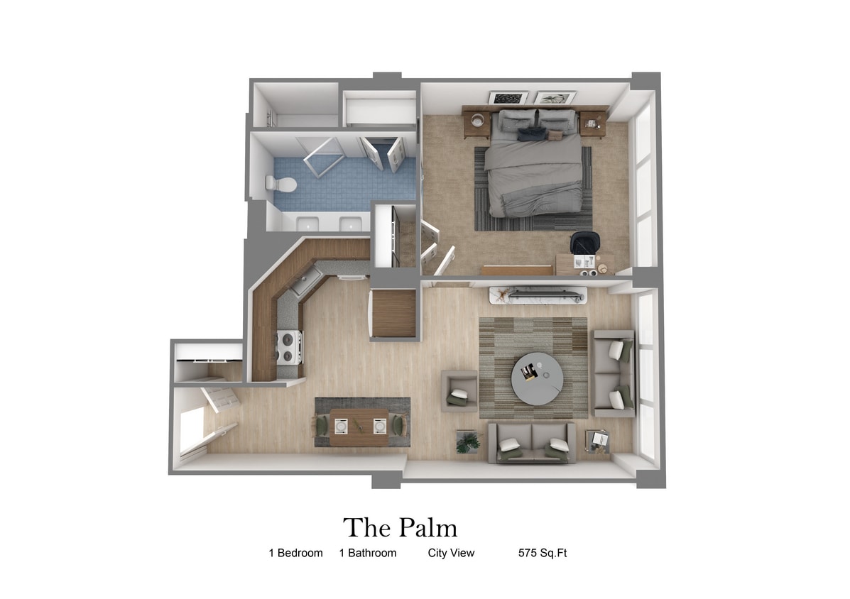 the Palm 575 sft.png - 1 bed | 1 Bath