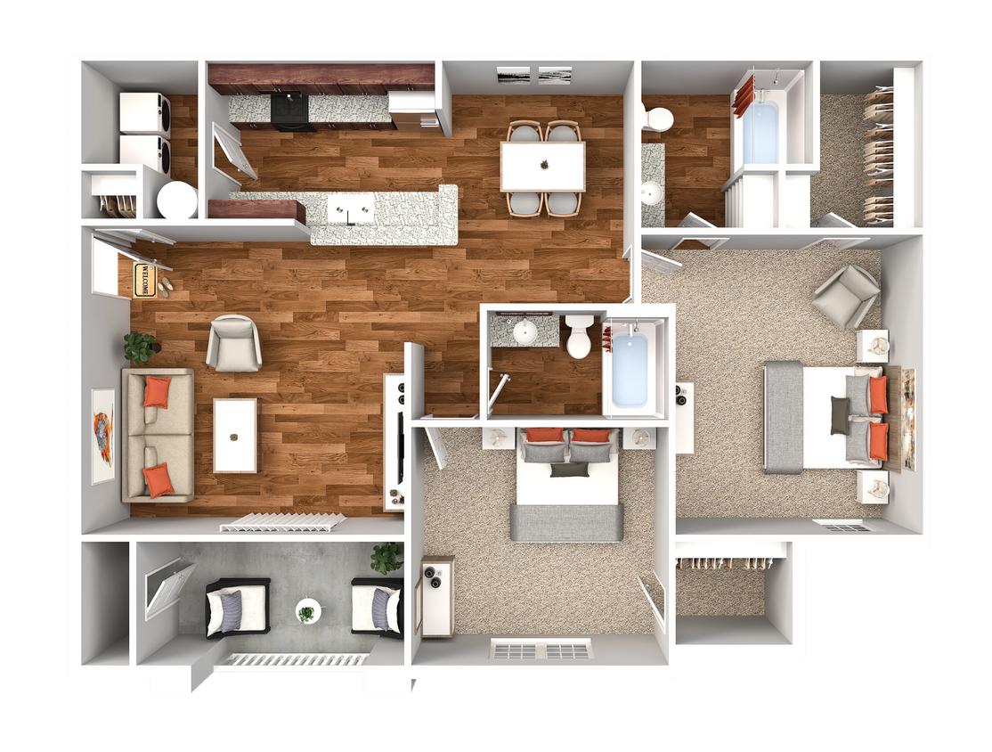 2 Bedroom 2 Bathroom - 2 Bedroom 2 Bath 1105