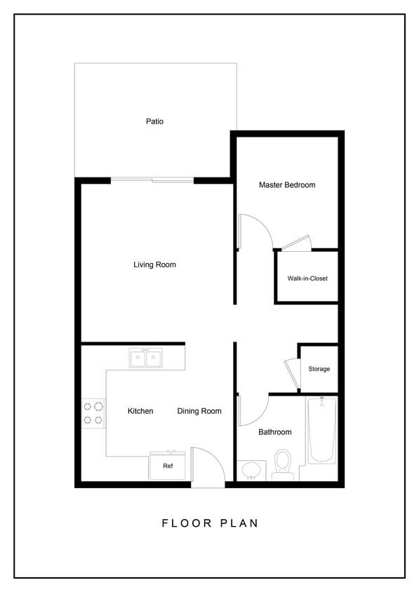 Floor Plan - One Bedroom, One Bathroom