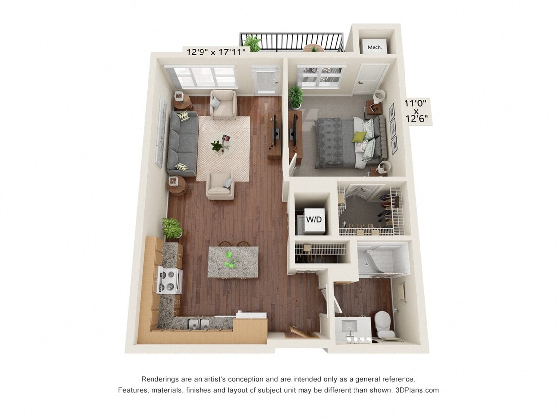 Floor Plan - One Bedroom - E