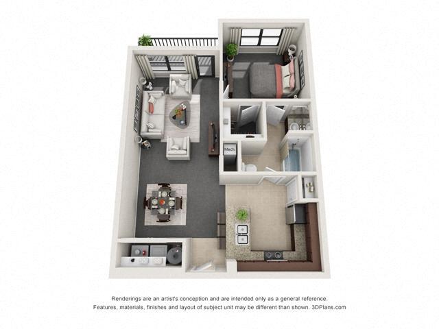 Floor Plan - One Bedroom One Bath (b)