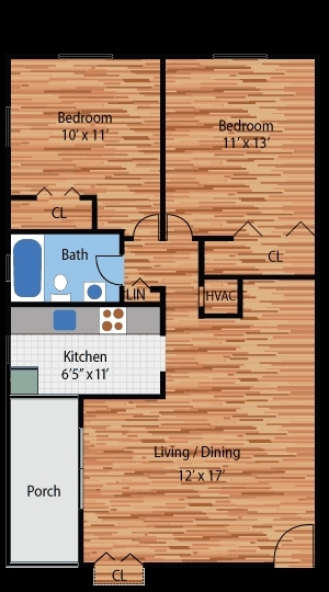 2BR/1BA - 2B1B