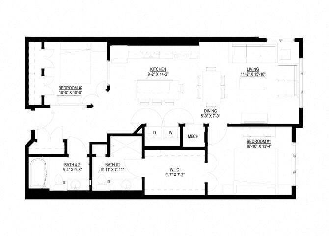 Floor Plan - Two Bedroom - D