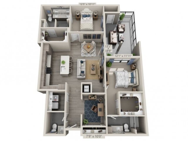 Floor plans are artist’s rendering. All dimensions are approximate. Actual product and specifications may vary in dimension or detail. Not all features are available in every apartment. Prices and availability are subject to change. - B4B