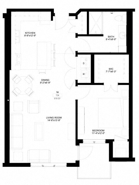 Floor Plan - One Bedroom - H