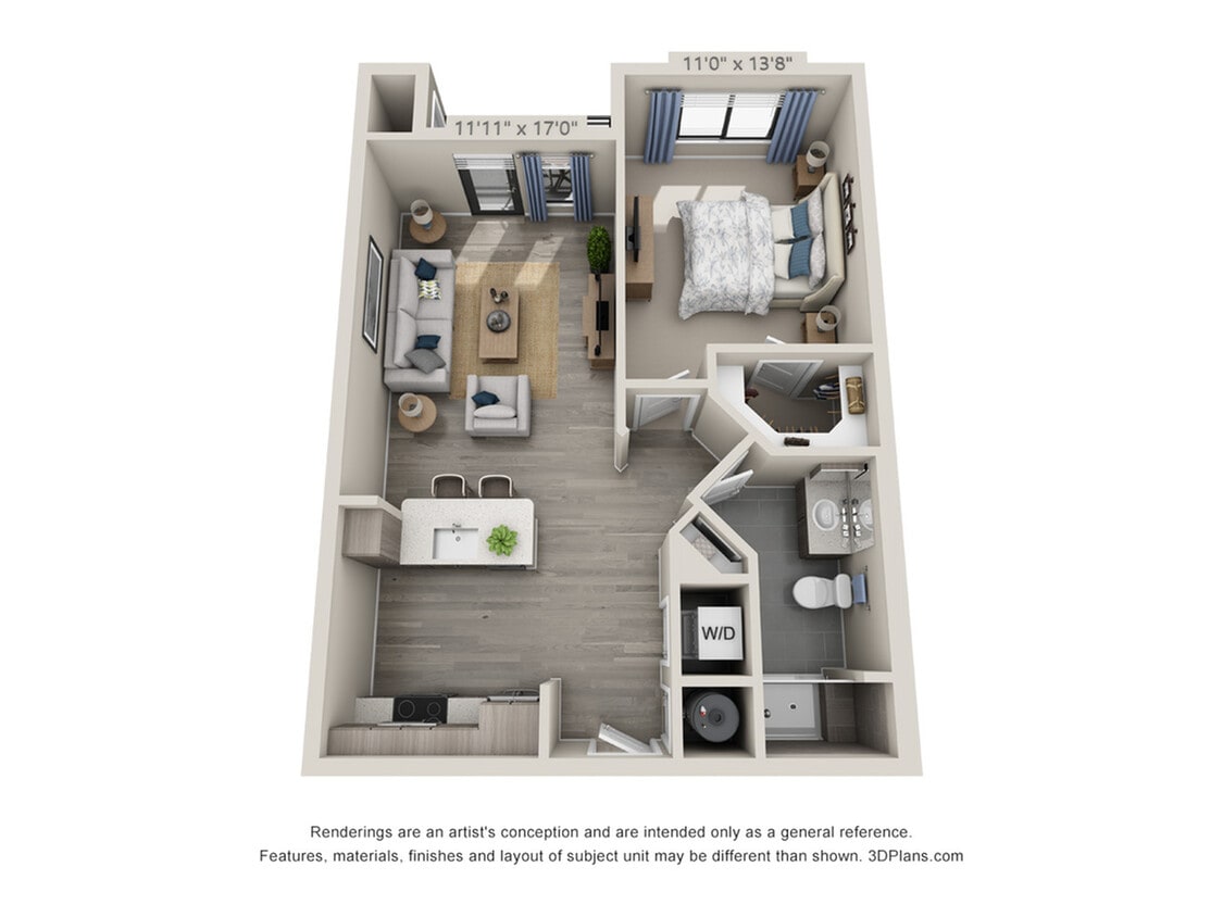 Floor plans are artist’s rendering. All dimensions are approximate. Actual product and specifications may vary in dimension or detail. Not all features are available in every apartment. Prices and availability are subject to change. - A3