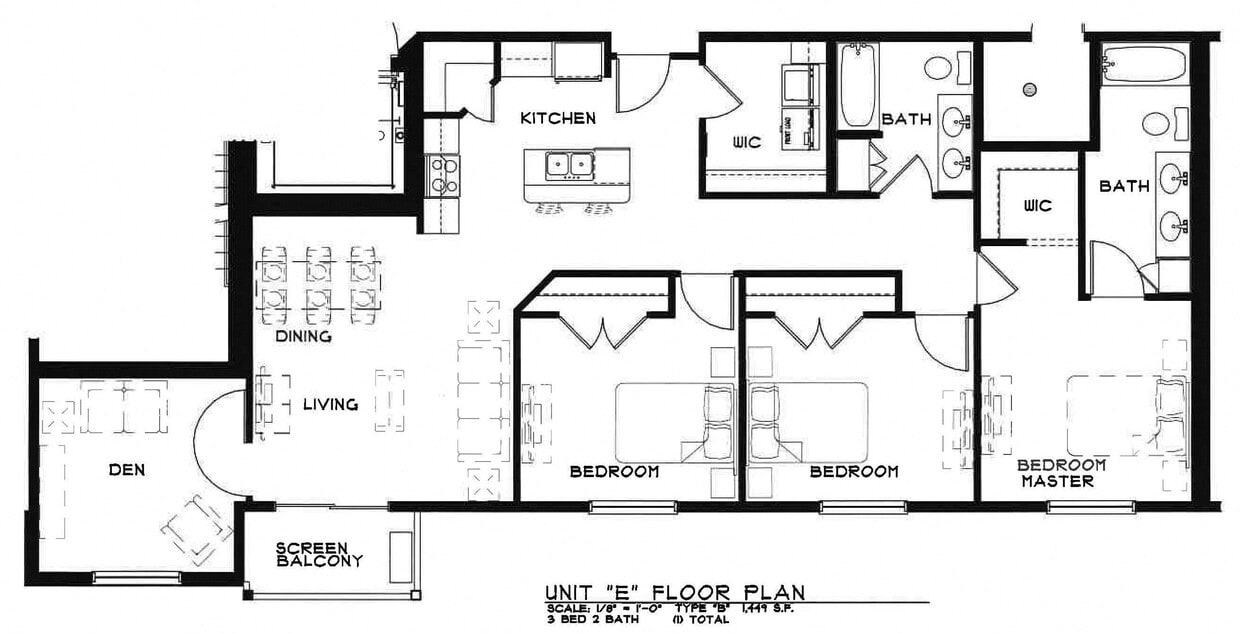 Floor Plan - 3 Bedroom + DEN 2 Bathroom 