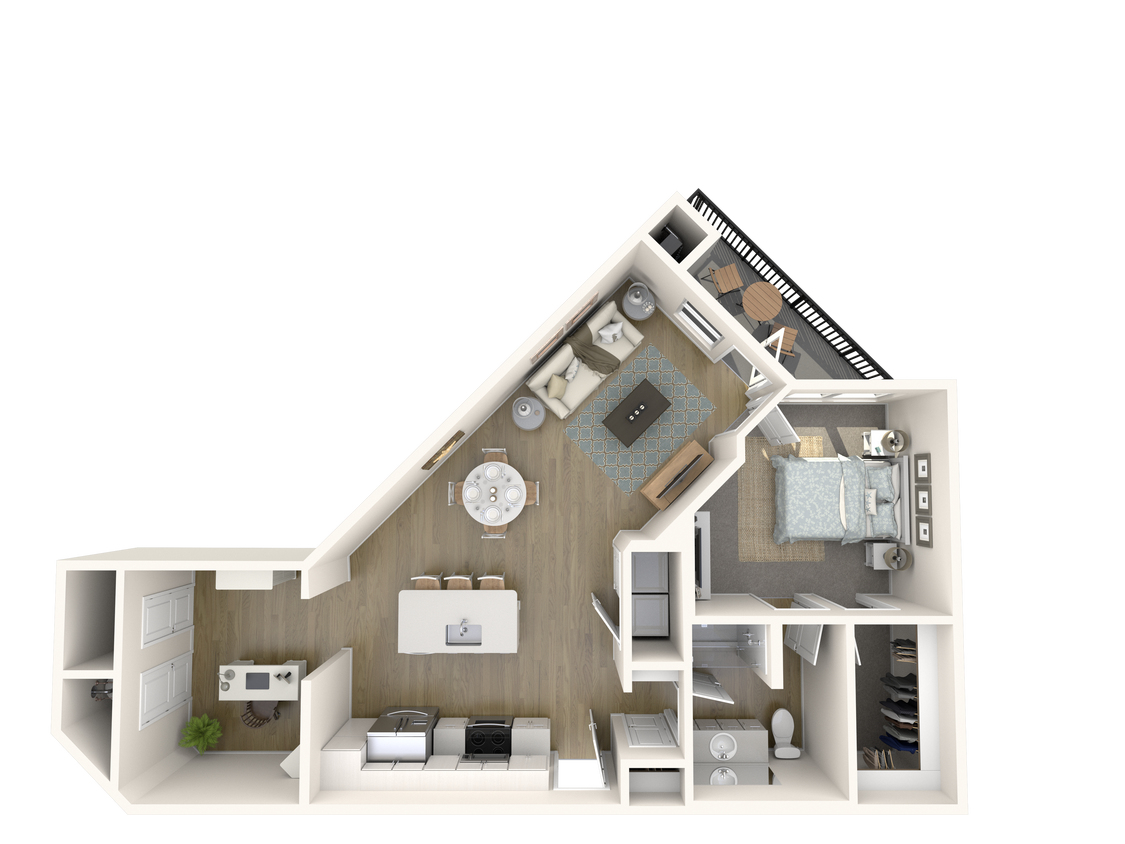 A2-D | 1x1 | 933 sq ft - A2-D