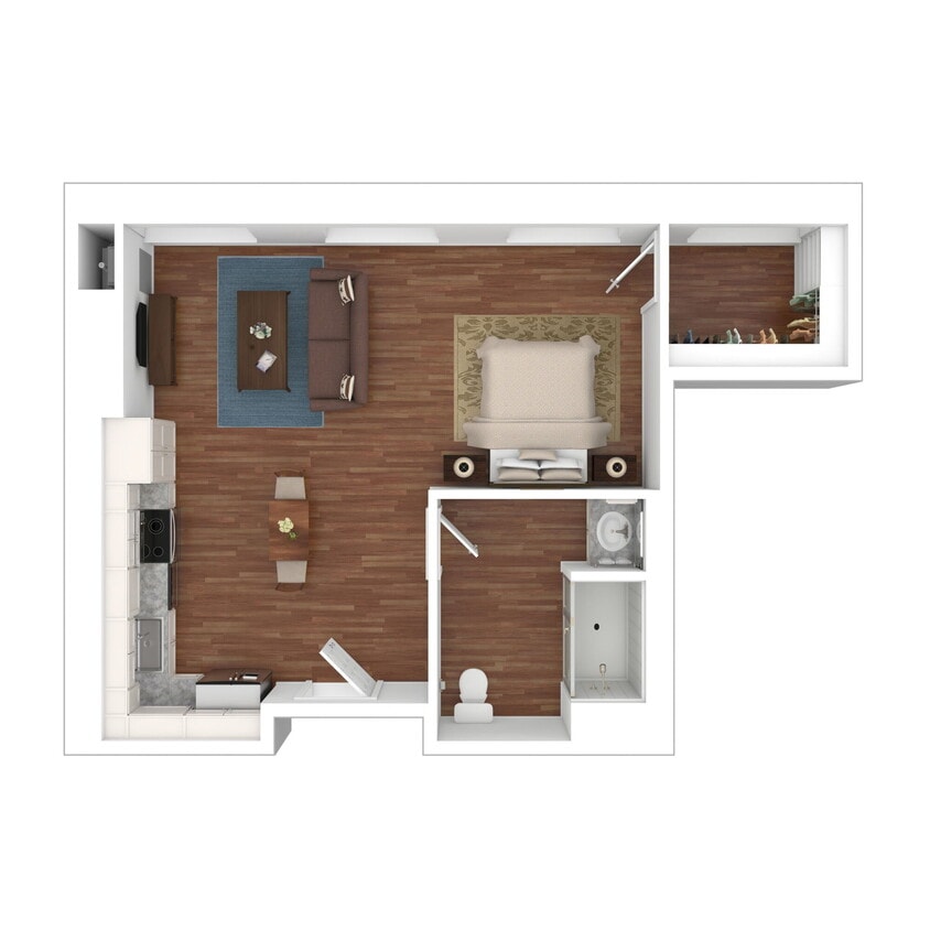 Floor Plan - Studio - Income Restricted 