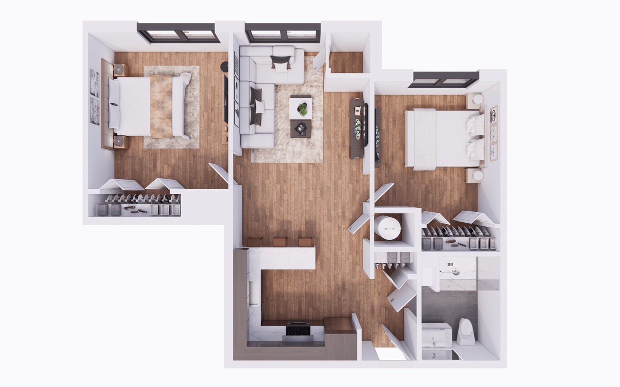 Floor Plan - 2 Bedroom - 60%