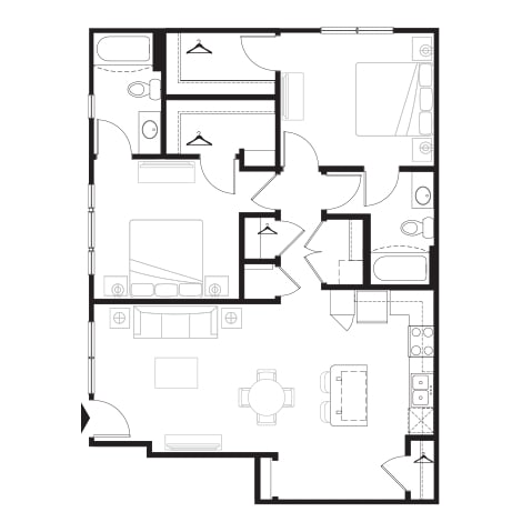 2BR/2BA - B1C - Two Bedroom, Two Bathroom