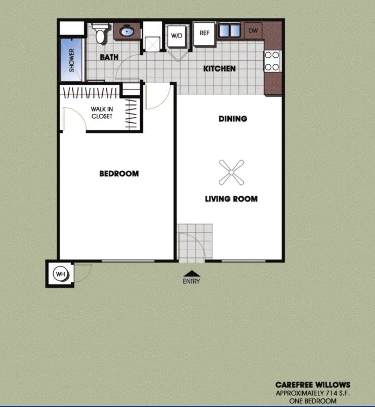 1BR, 1BA - 714 SF - One bedroom