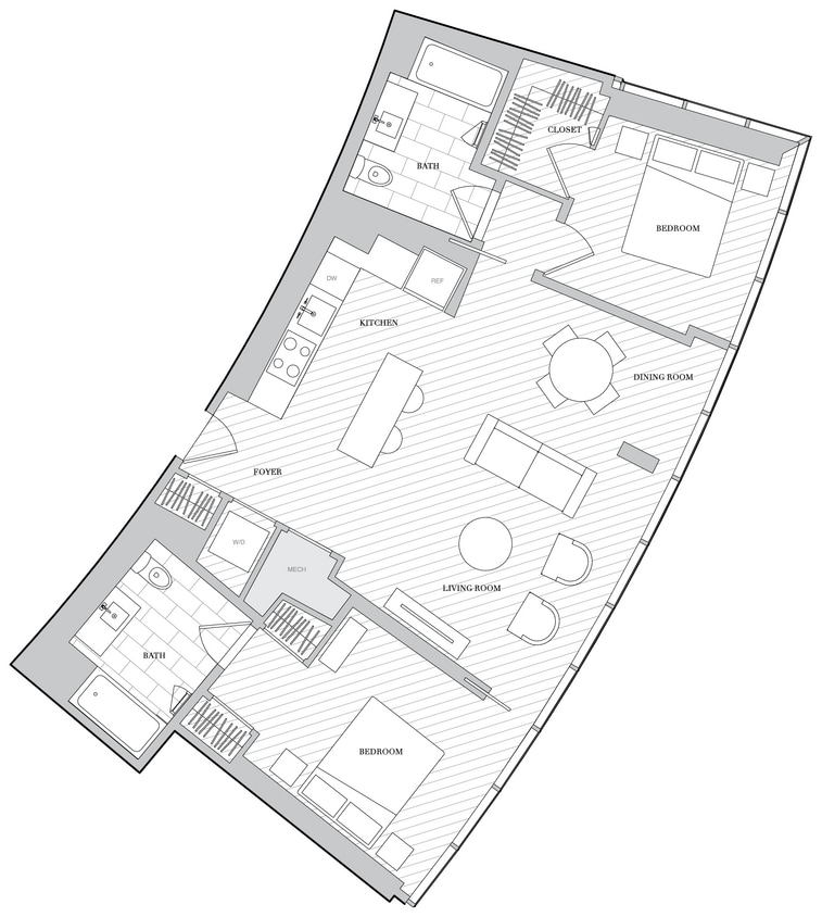 Floor Plan - 2 Bed 2 Bath B2B