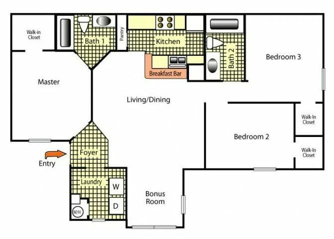 1,070 3b2b.jpg - Three Bedroom Two Bathroom
