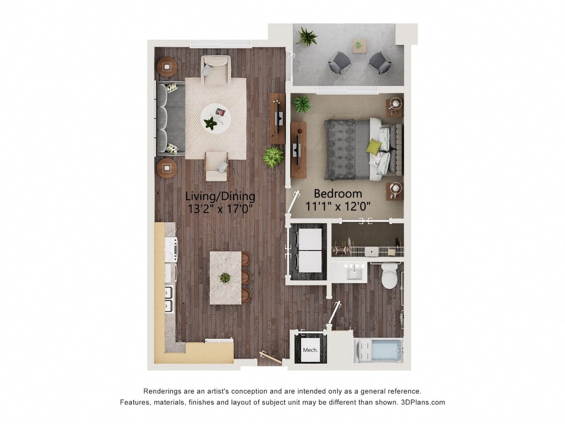 Floor Plan - One Bedroom - 1AA