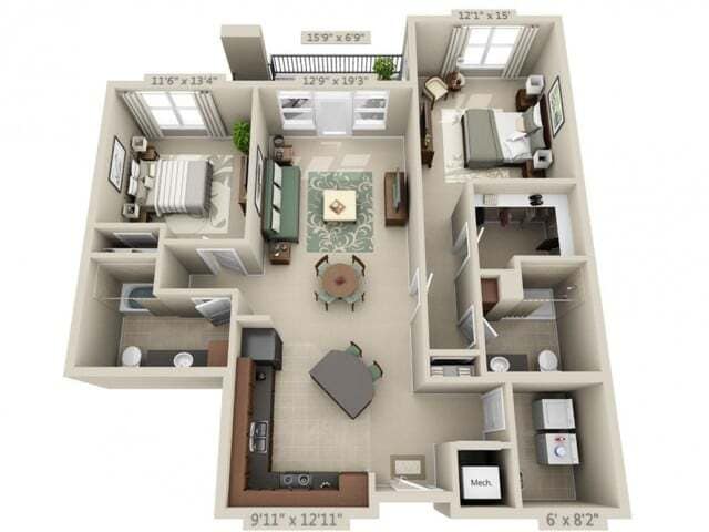 Floor plans are artist’s rendering. All dimensions are approximate. Actual product and specifications may vary in dimension or detail. Not all features are available in every apartment. Prices and availability are subject to change. - Vibrato