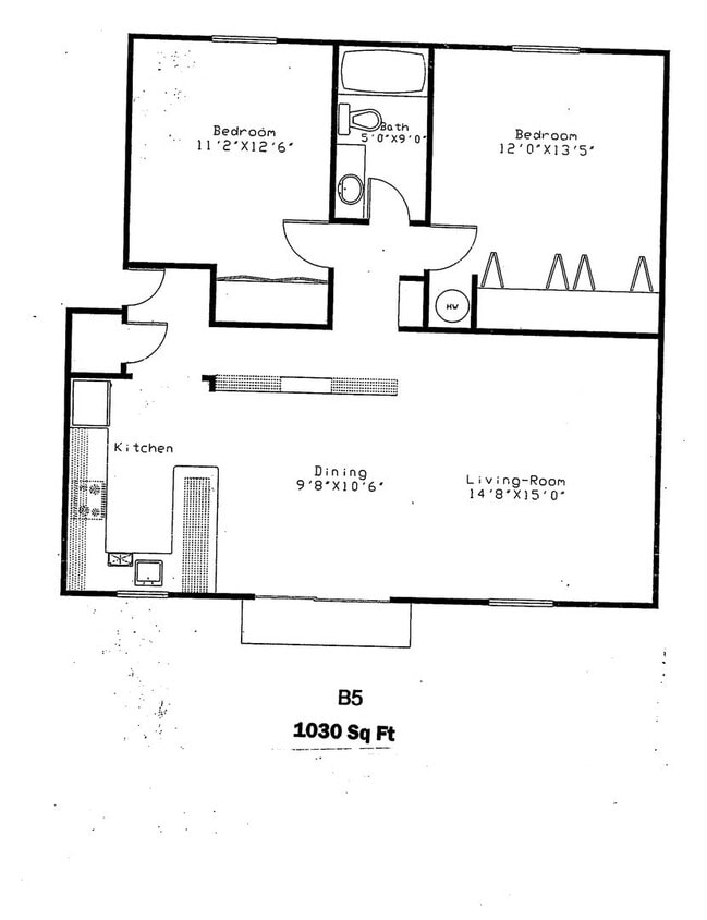 Floor Plan - 2 bedroom 1 bath - 1030