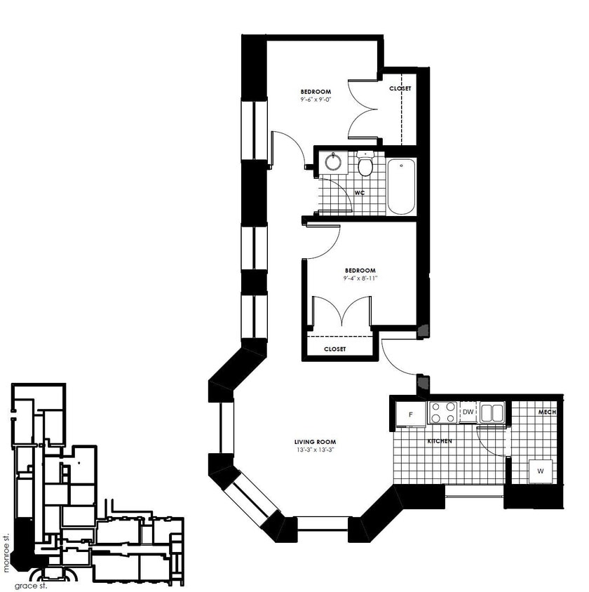 Floor Plan - 2B | 1B - 807