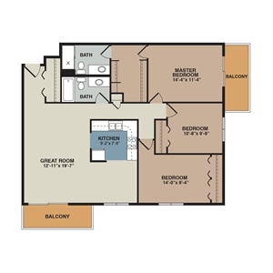 Floor Plan - 3B - 3 Bedroom South